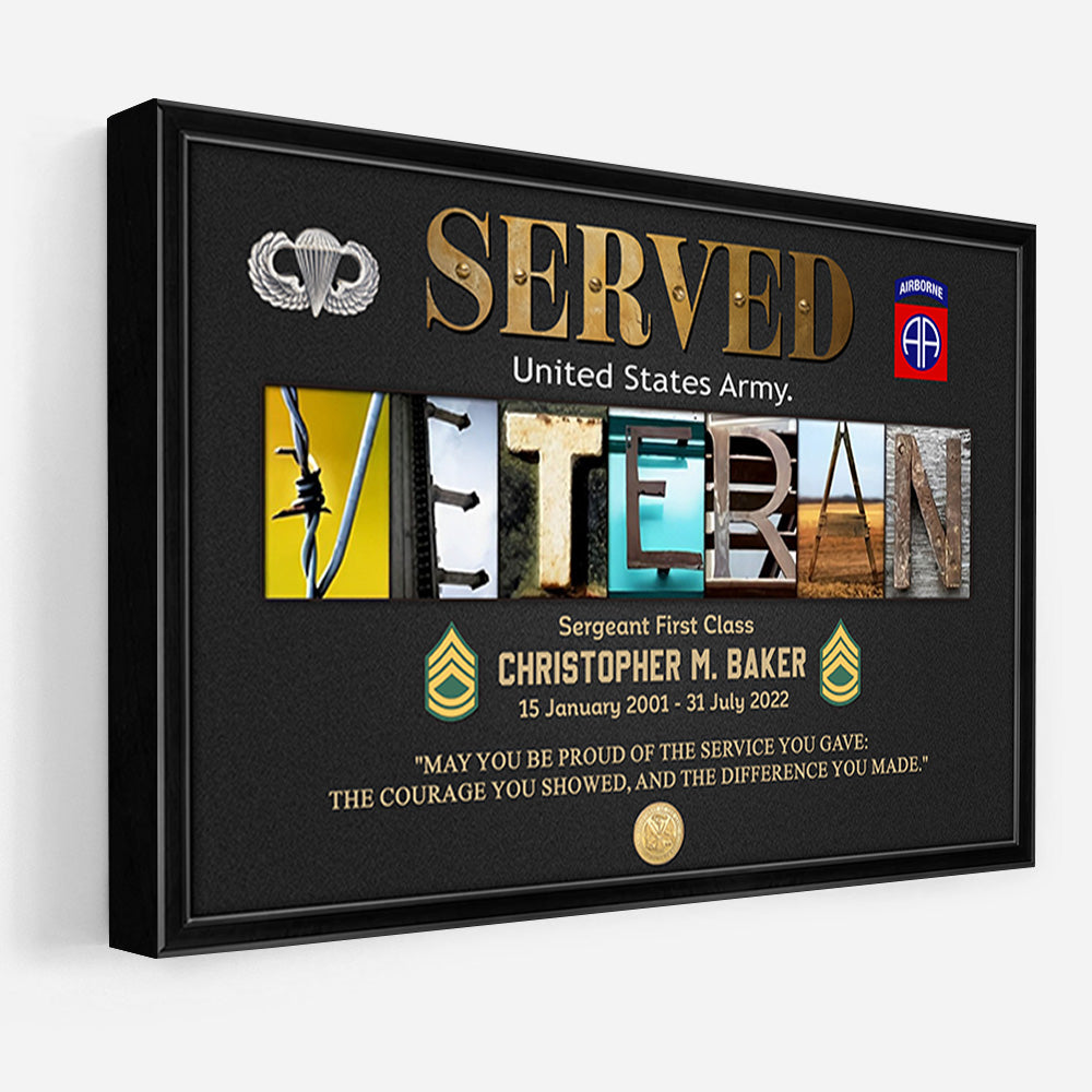 Custom Poster And Canvas Veterans Gift, Military Gifts for Veteran Memorial Day Gift Military Retirement Plaque Printable K1702 Trhn
