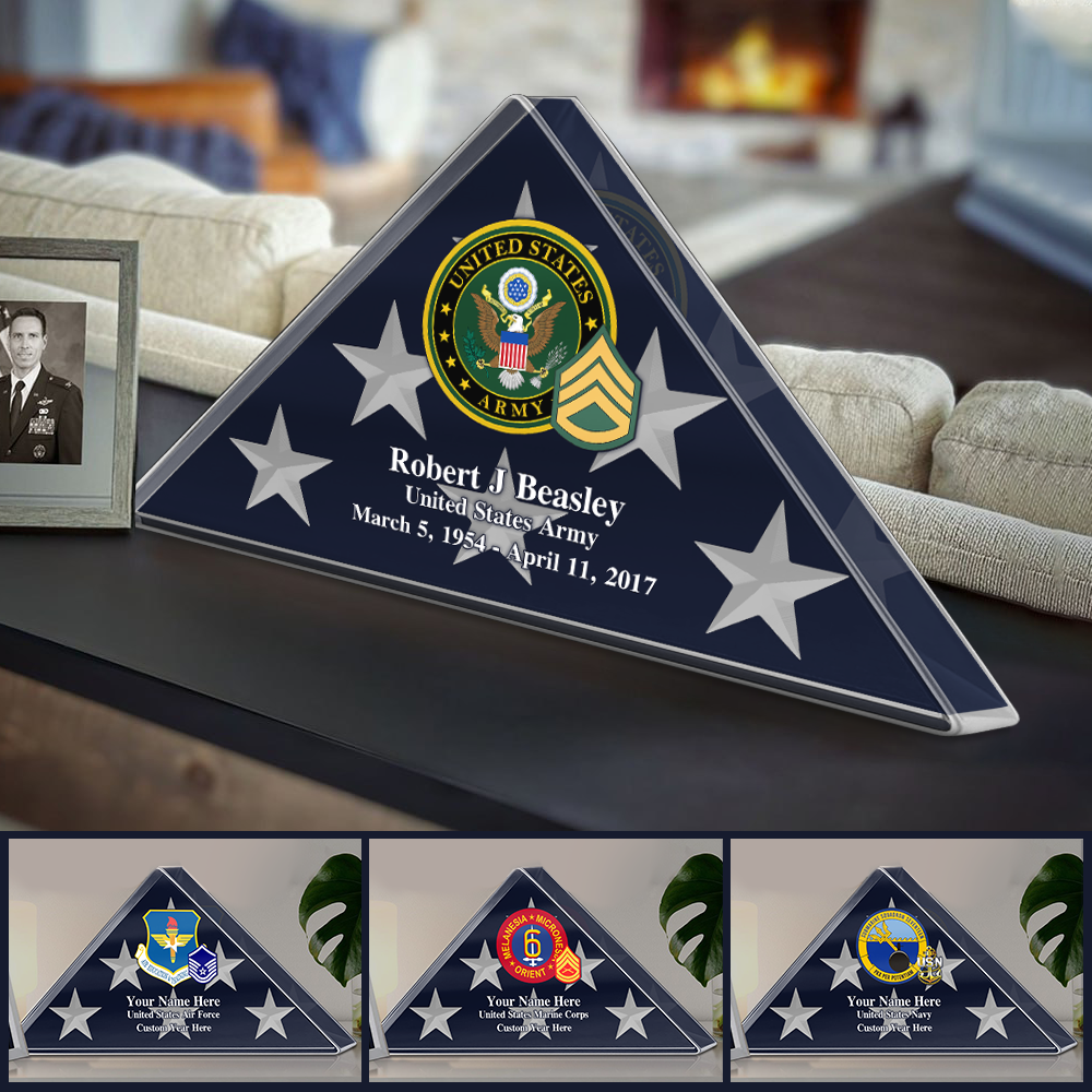 Personalized Military Retirement Acrylic Block Memorial Flag Gift For Veteran K1702 Trhn