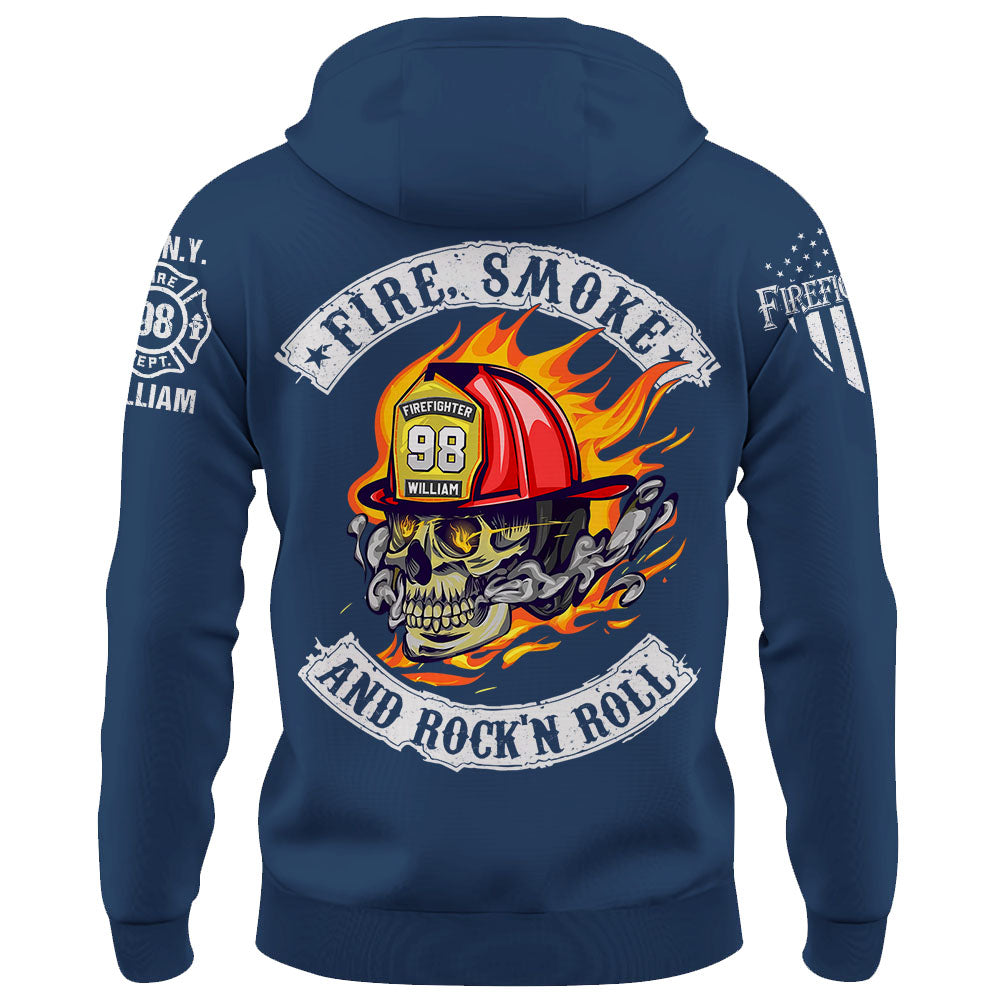 Personalized Shirt Fire, Smoke And Rock'n Roll Custom Gift For Firefighter K1702 Trhn