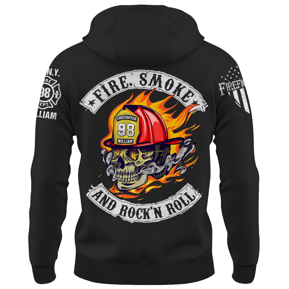 Personalized Shirt Fire, Smoke And Rock'n Roll Custom Gift For Firefighter K1702 Trhn