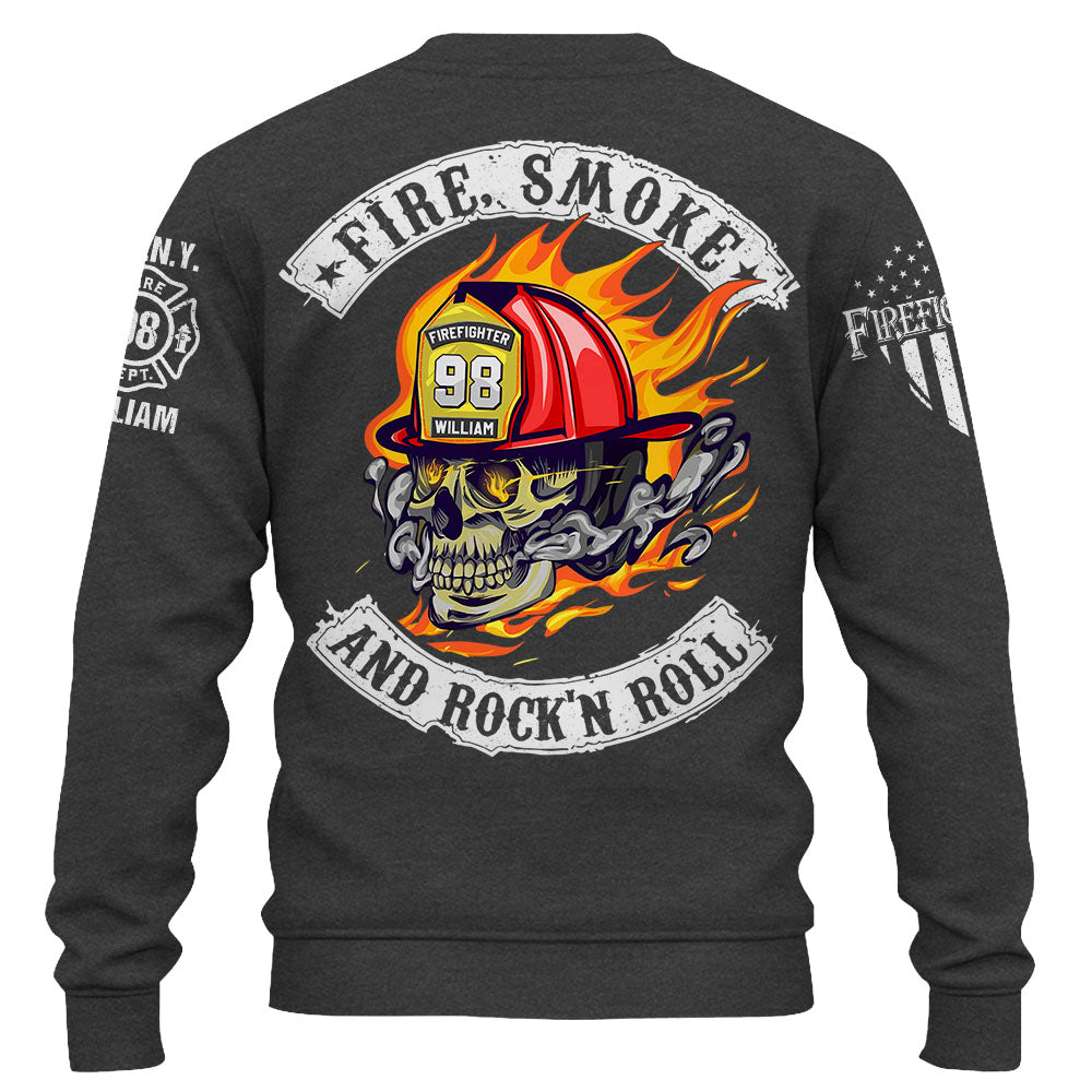 Personalized Shirt Fire, Smoke And Rock'n Roll Custom Gift For Firefighter K1702 Trhn