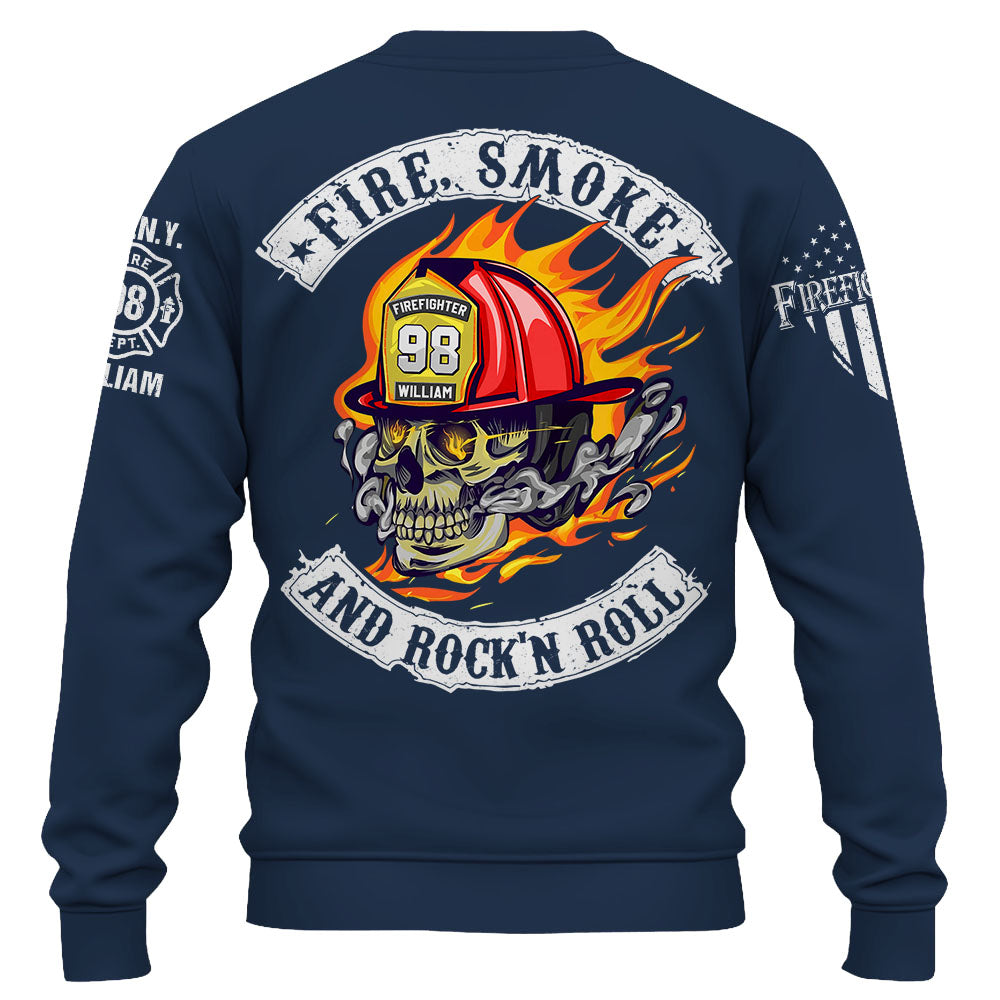 Personalized Shirt Fire, Smoke And Rock'n Roll Custom Gift For Firefighter K1702 Trhn
