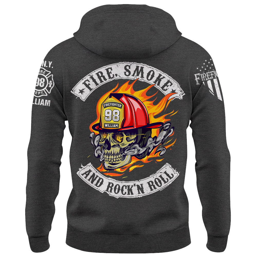 Personalized Shirt Fire, Smoke And Rock'n Roll Custom Gift For Firefighter K1702 Trhn