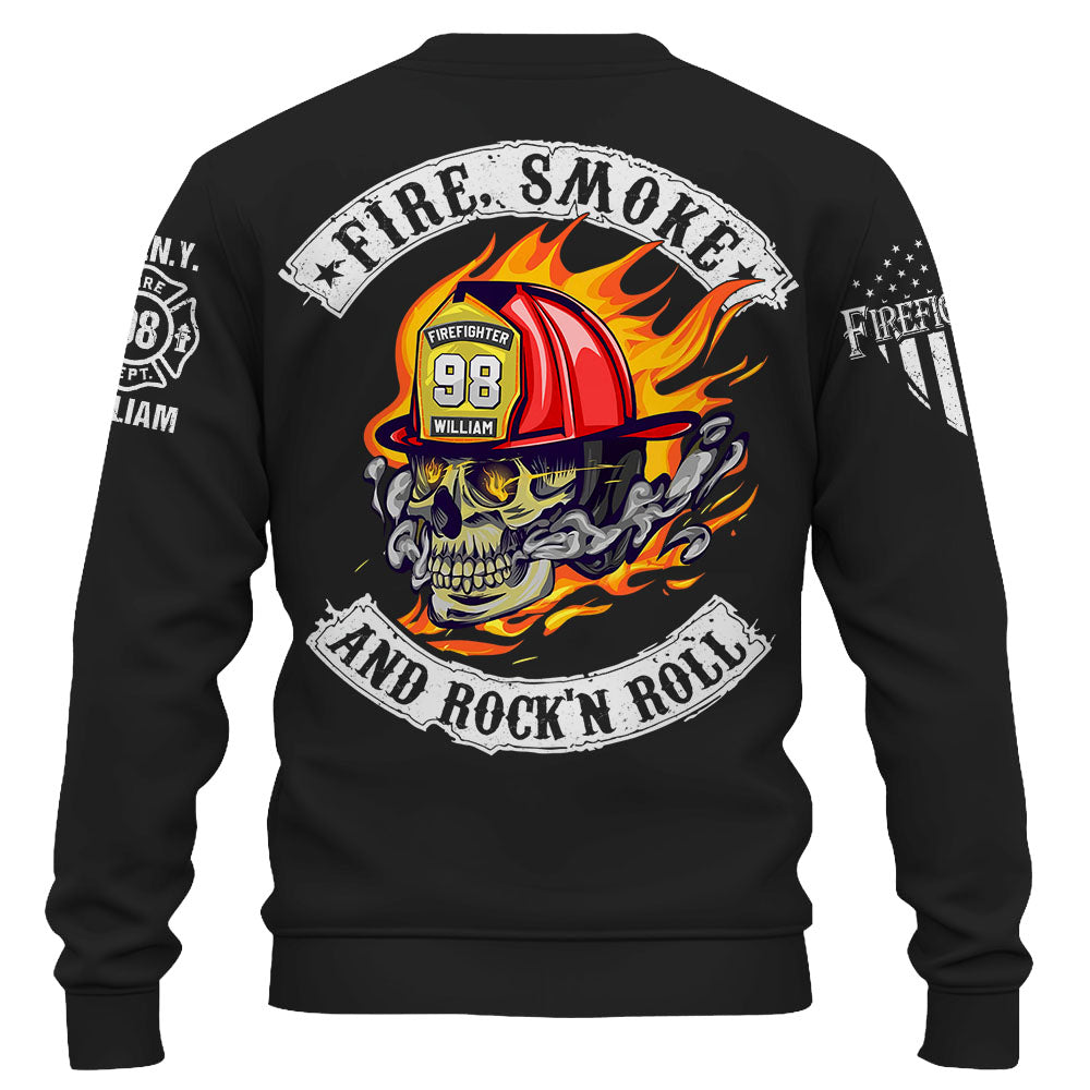 Personalized Shirt Fire, Smoke And Rock'n Roll Custom Gift For Firefighter K1702 Trhn