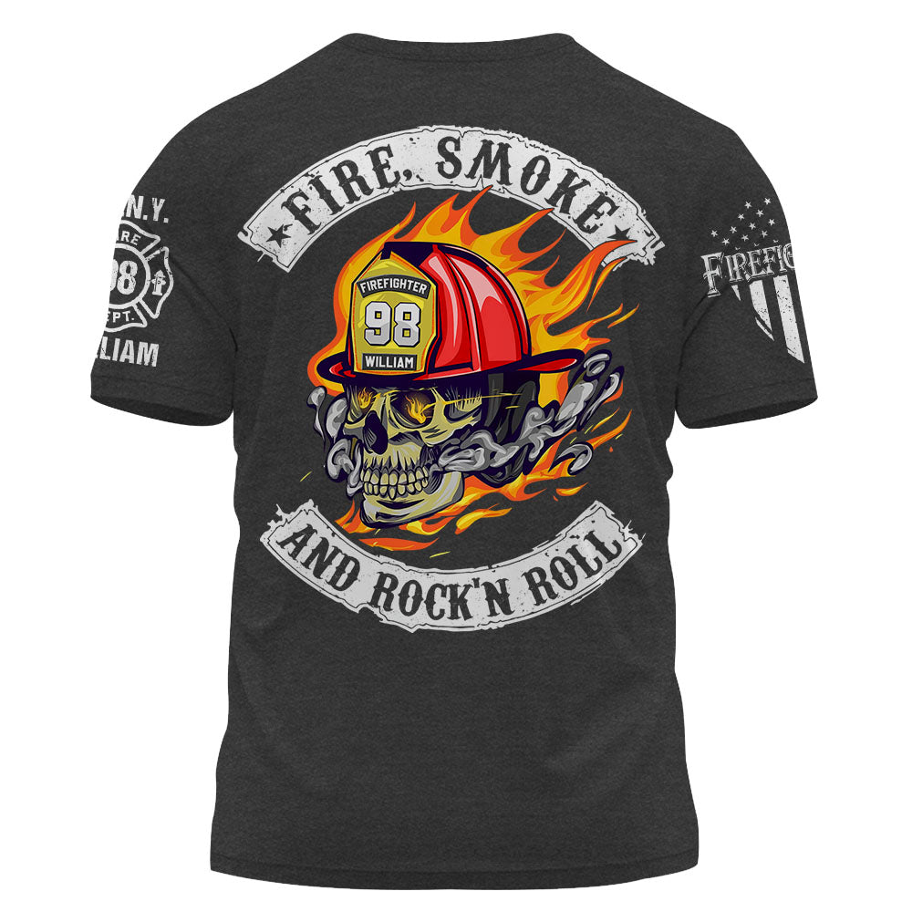 Personalized Shirt Fire, Smoke And Rock'n Roll Custom Gift For Firefighter K1702 Trhn