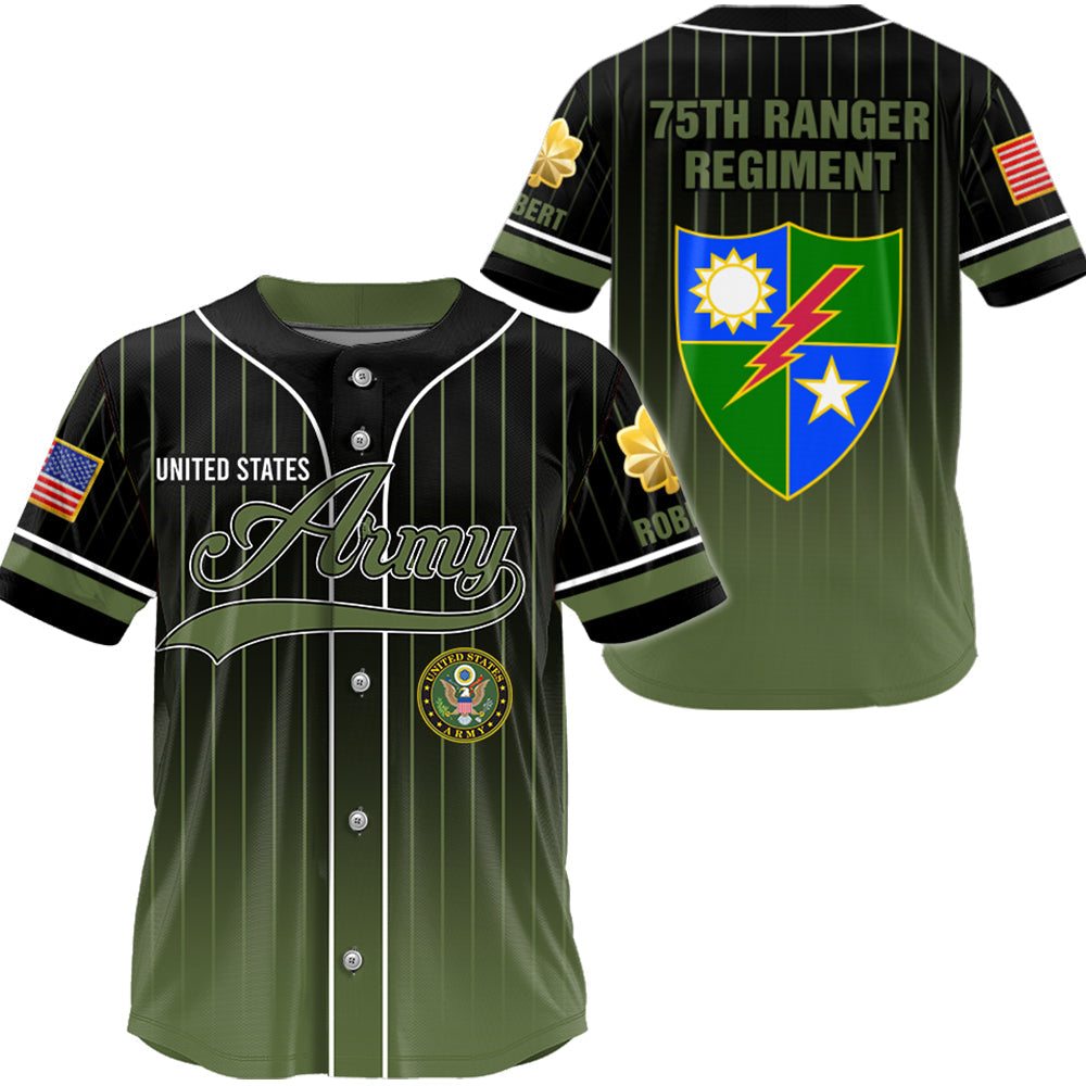 US Military Baseball Jersey Custom All Branches Rank Division Name For Soldier Veteran K1702