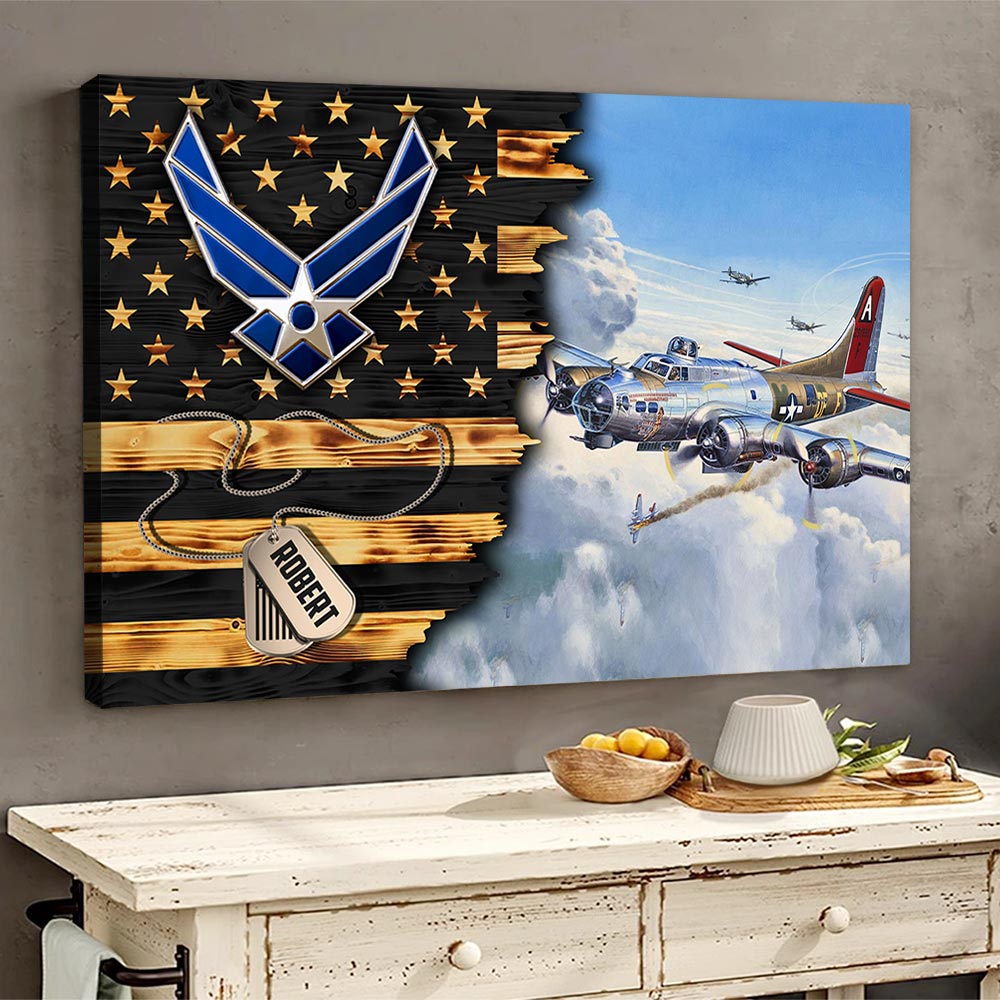 Personalized Gift For Military Veteran Dad Grandpa Veteran Custom Gift For Military Veteran Soldier American Flag Poster Canvas K1702