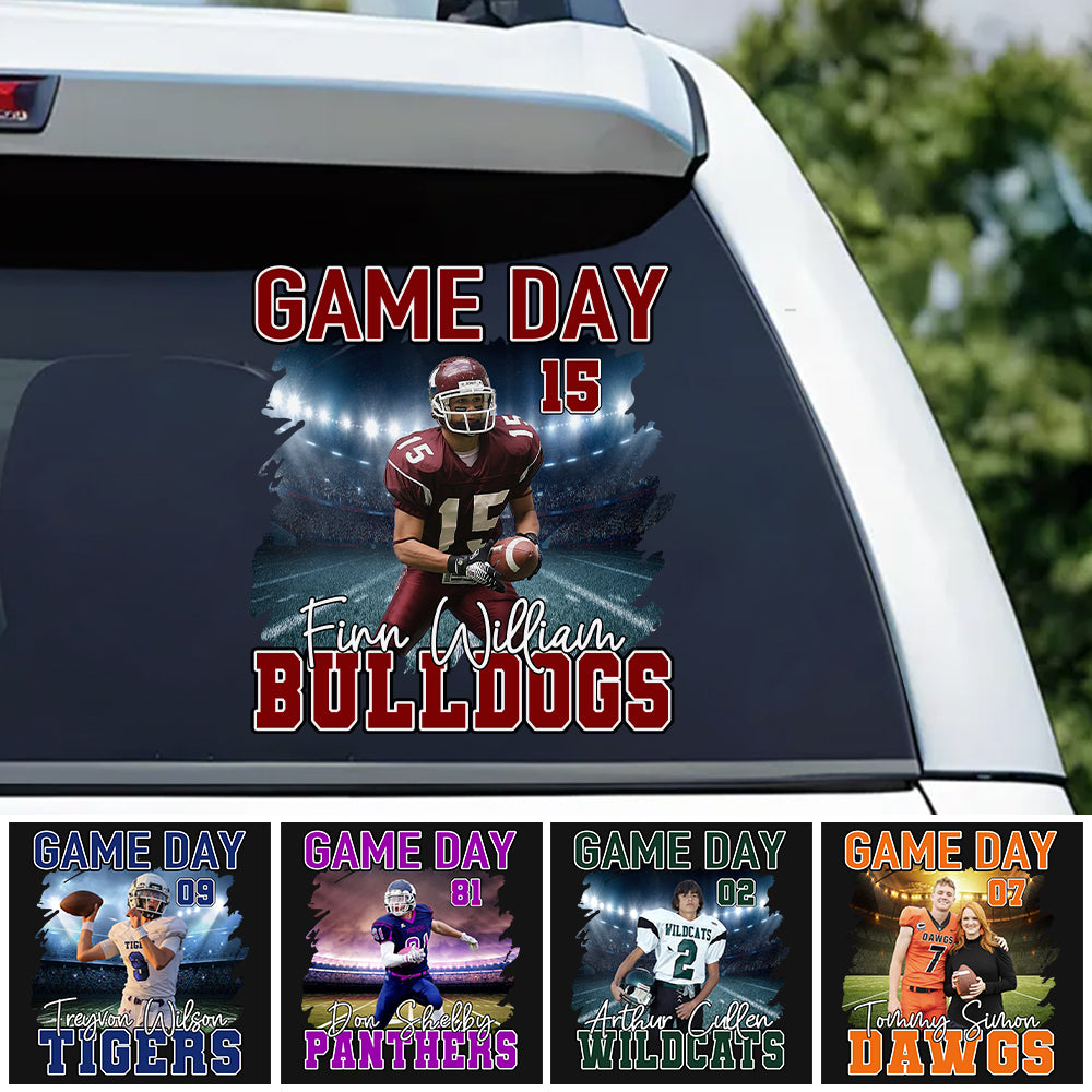 Custom Photo Football Game Day Personalized Car Decal Sticker Custom Team Name K1702