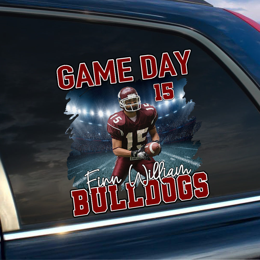 Custom Photo Football Game Day Personalized Car Decal Sticker Custom Team Name K1702