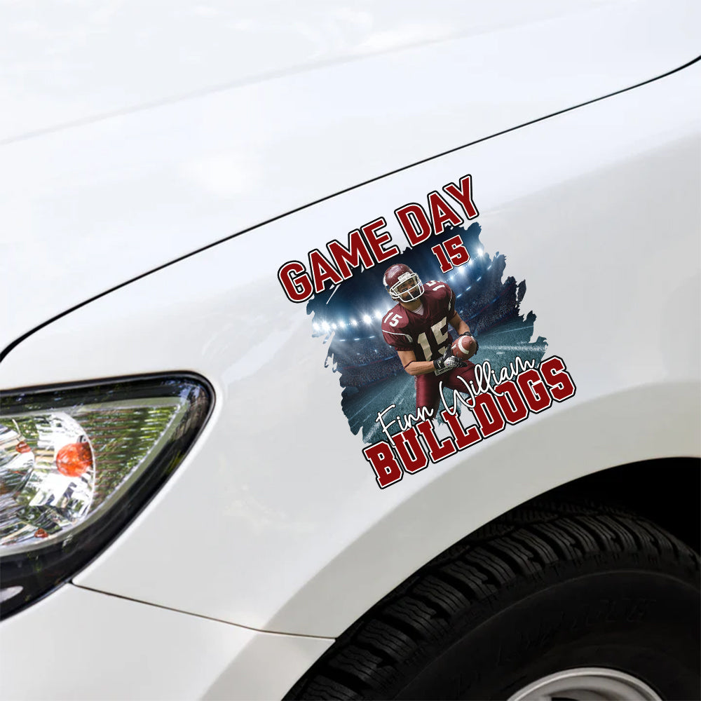 Custom Photo Football Game Day Personalized Car Decal Sticker Custom Team Name K1702