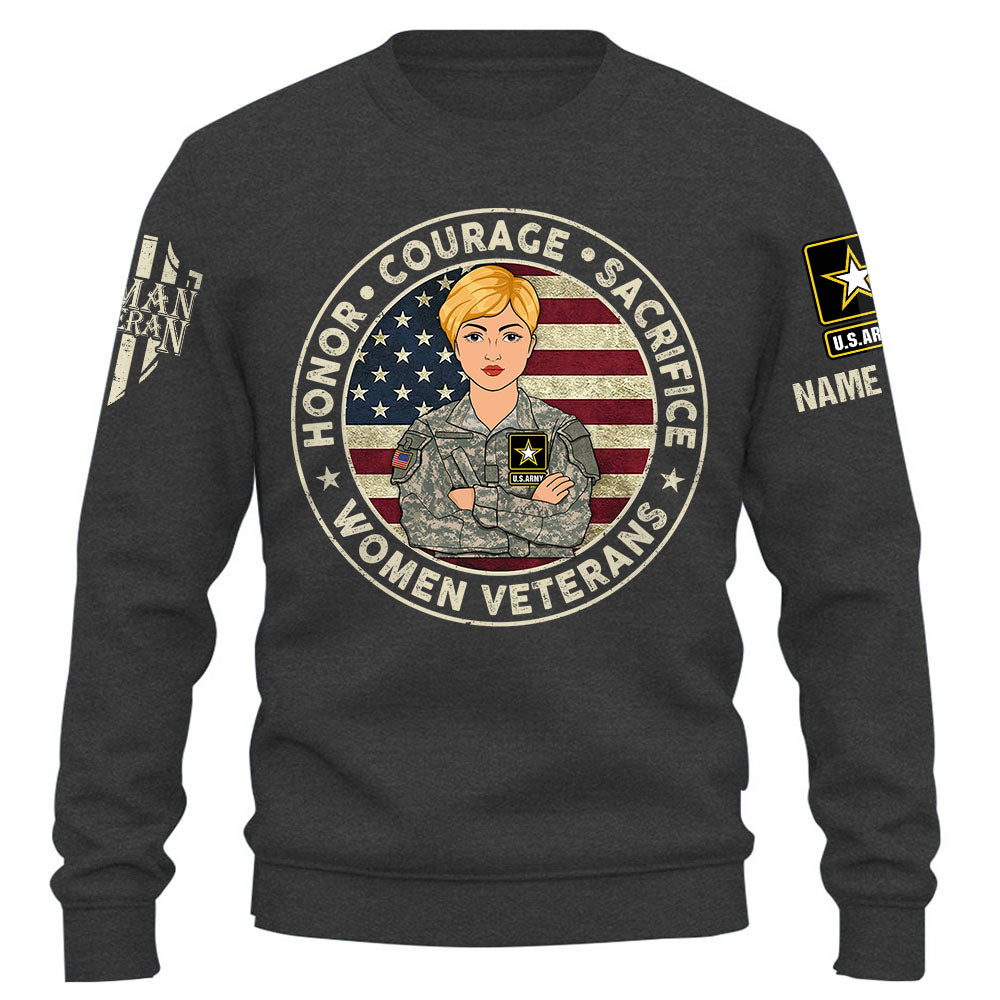 Honor Courage Sacrifice Women Veterans Personalized Shirt For Women Veterans K1702