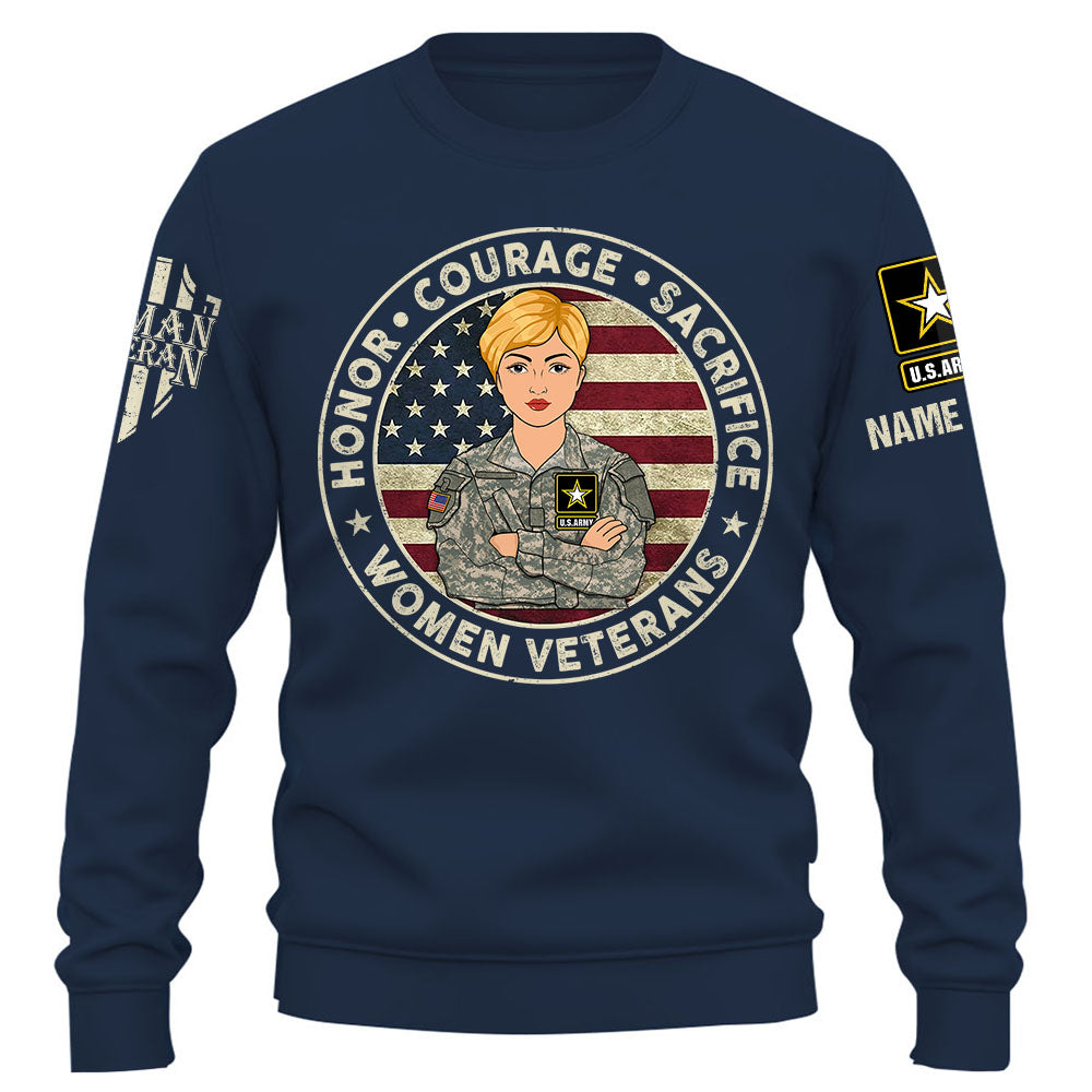 Honor Courage Sacrifice Women Veterans Personalized Shirt For Women Veterans K1702