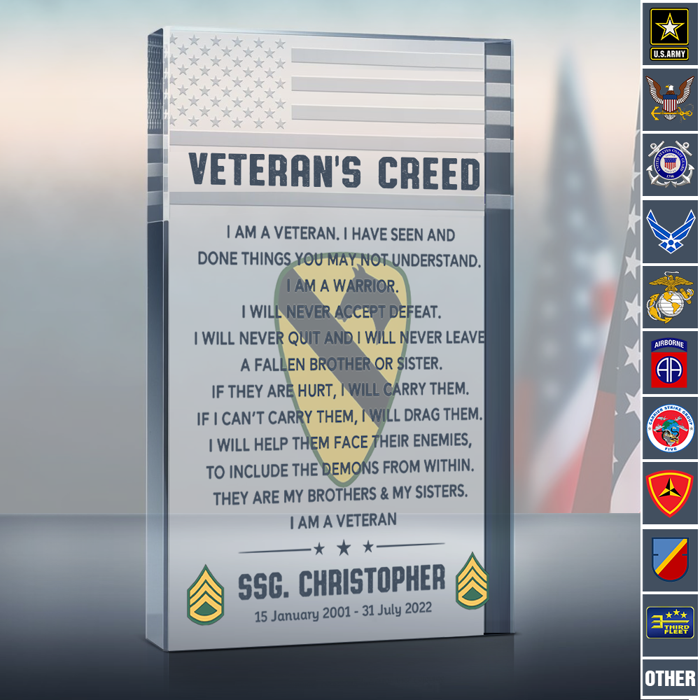 Veteran's Creed Custom Personalized Acrylic Block Personalized Military Retirement Gift For Veterans K1702 Trhn