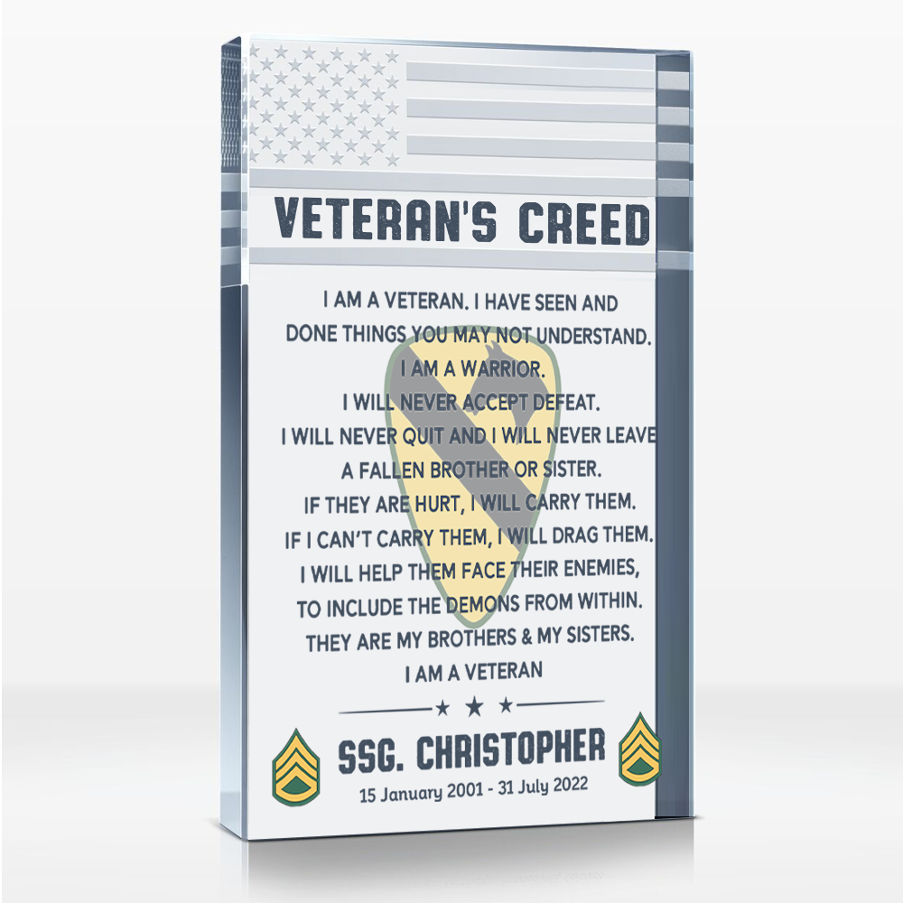 Veteran's Creed Custom Personalized Acrylic Block Personalized Military Retirement Gift For Veterans K1702 Trhn