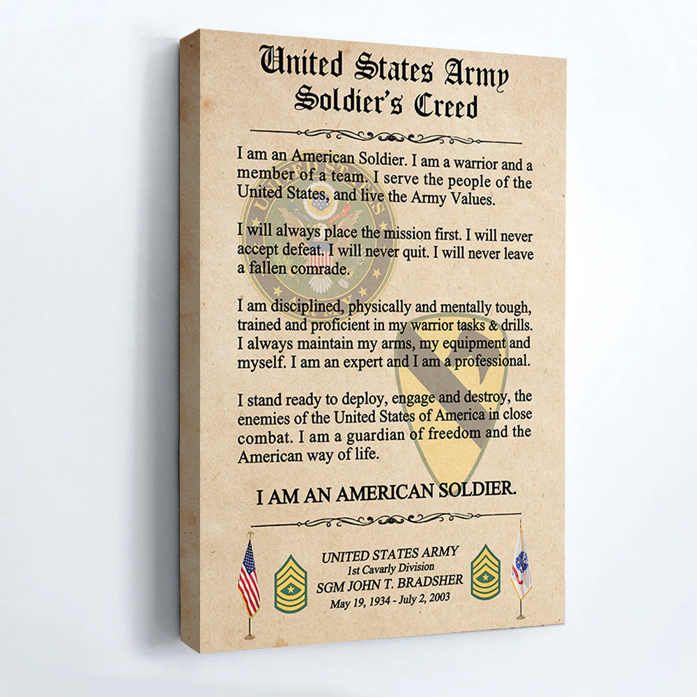 Personalized US Military Creed, Veteran Creed Custom All Military Branches Gift For Veterans K1702 Trhn