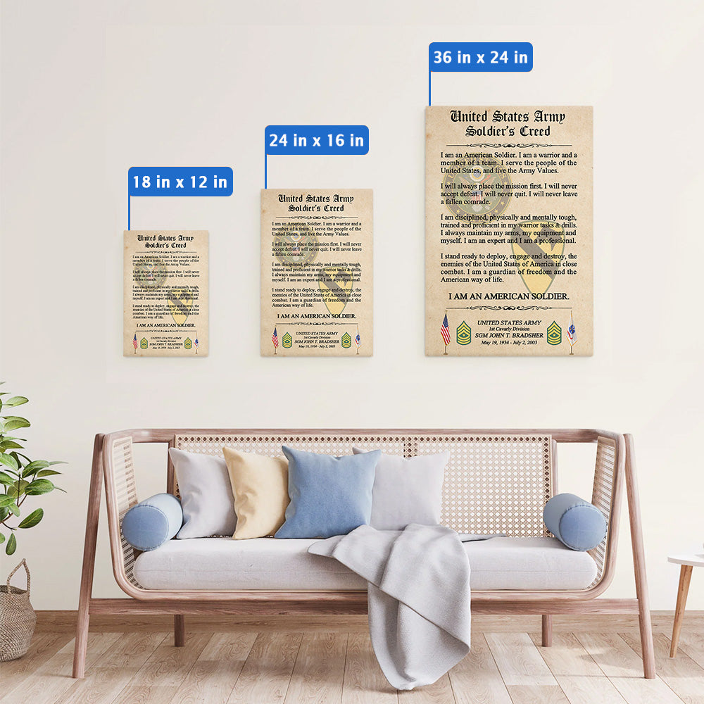 Personalized US Military Creed, Veteran Creed Custom All Military Branches Gift For Veterans K1702 Trhn