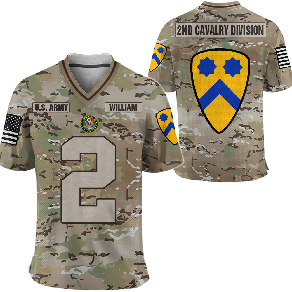 Personalized Football Jersey Camouflage US Military Custom All Branches Rank Division Name For Soldier Veteran K1702