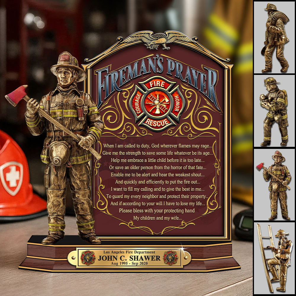 Firefighter Prayer Custom Acrylic Block Plaque Gift For Fireman Firefighters K1702