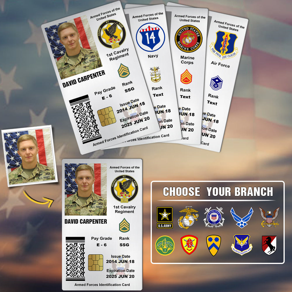 Military Personalized Printed Metal Card Gift For Soldier And Veterans K1702