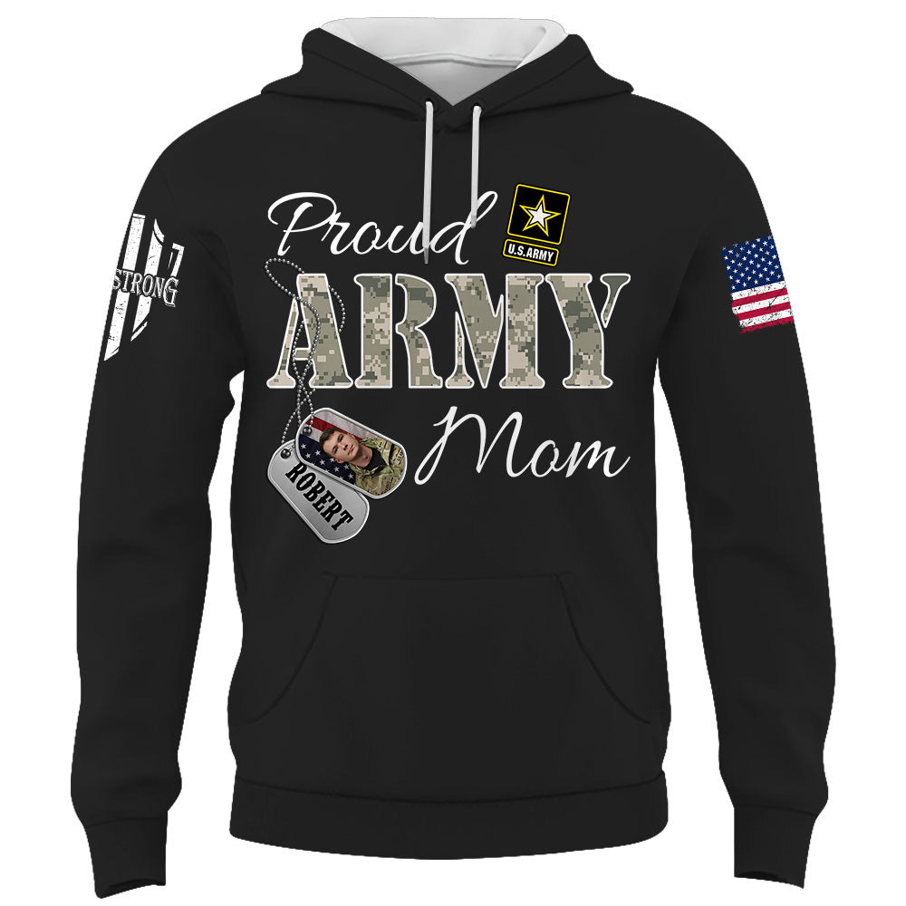 Custom Military Family Shirt With Name,Photo Soldier Personalized All Military Branches Army Mom Gift For Military Family Members K1702