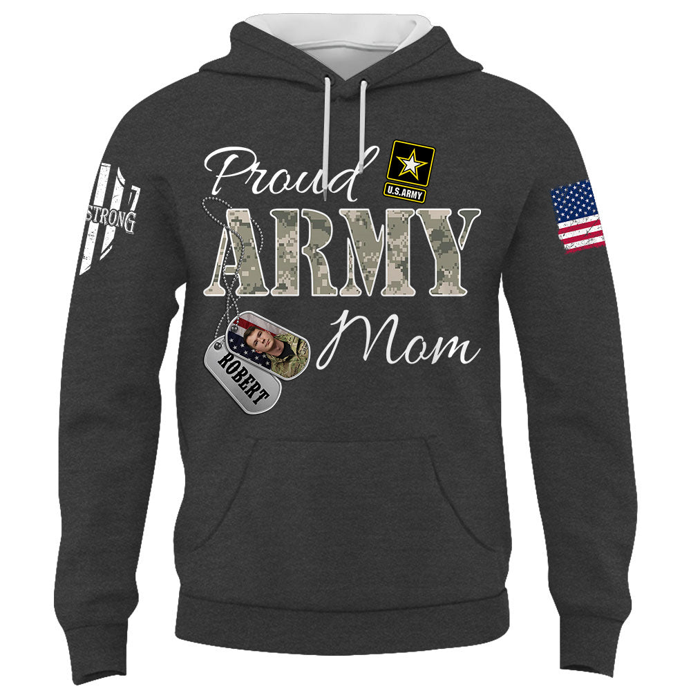 Custom Military Family Shirt With Name,Photo Soldier Personalized All Military Branches Army Mom Gift For Military Family Members K1702