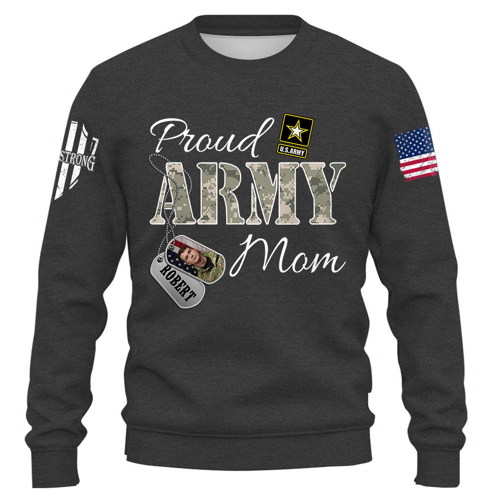 Custom Military Family Shirt With Name,Photo Soldier Personalized All Military Branches Army Mom Gift For Military Family Members K1702