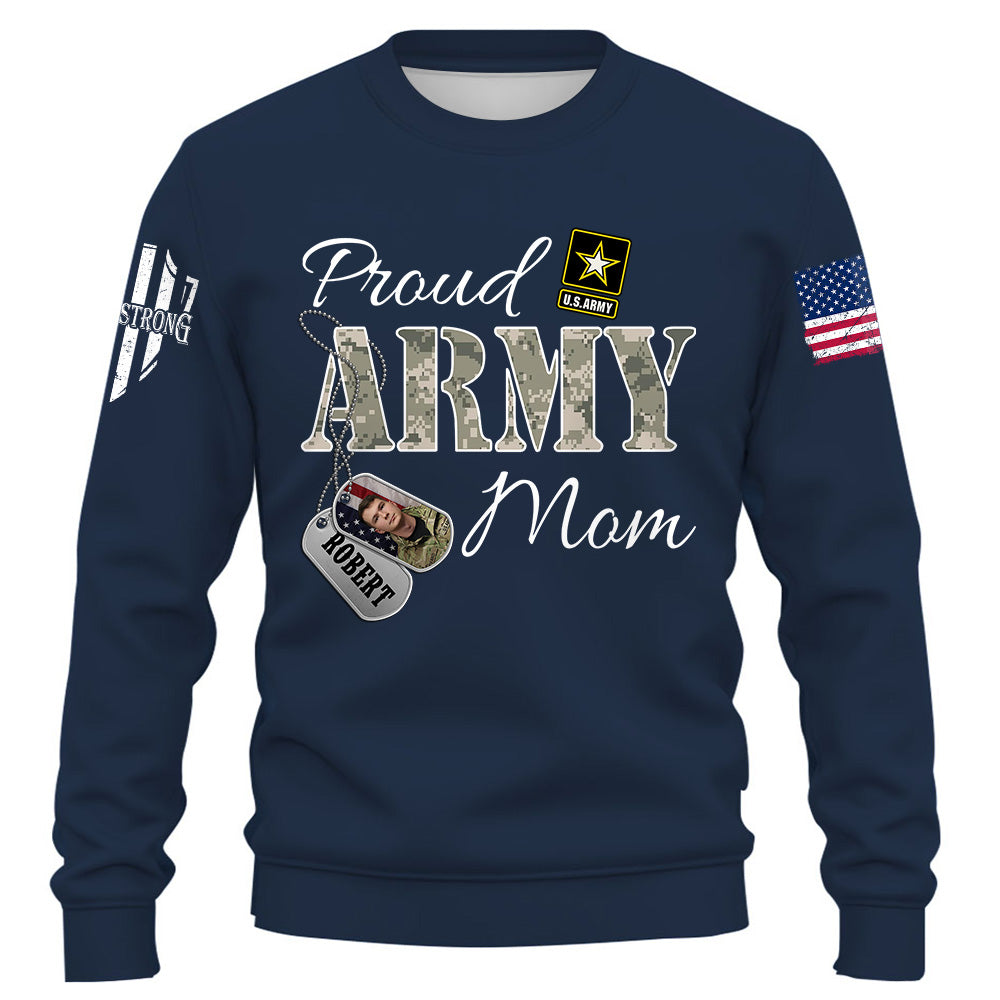 Custom Military Family Shirt With Name,Photo Soldier Personalized All Military Branches Army Mom Gift For Military Family Members K1702