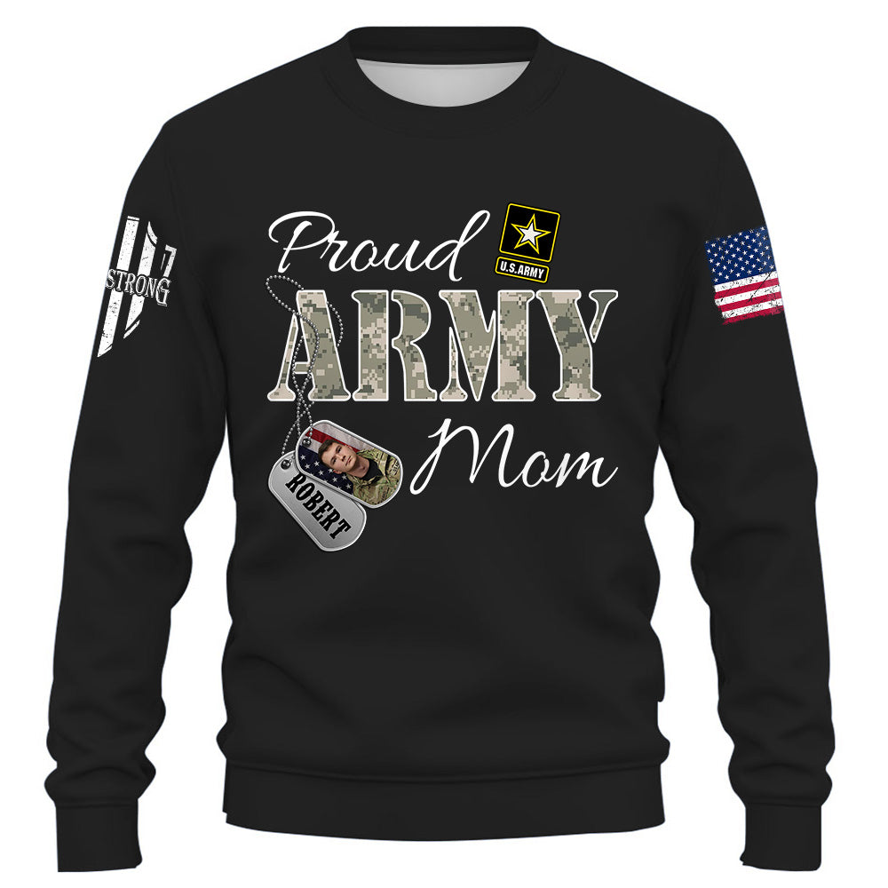 Custom Military Family Shirt With Name,Photo Soldier Personalized All Military Branches Army Mom Gift For Military Family Members K1702