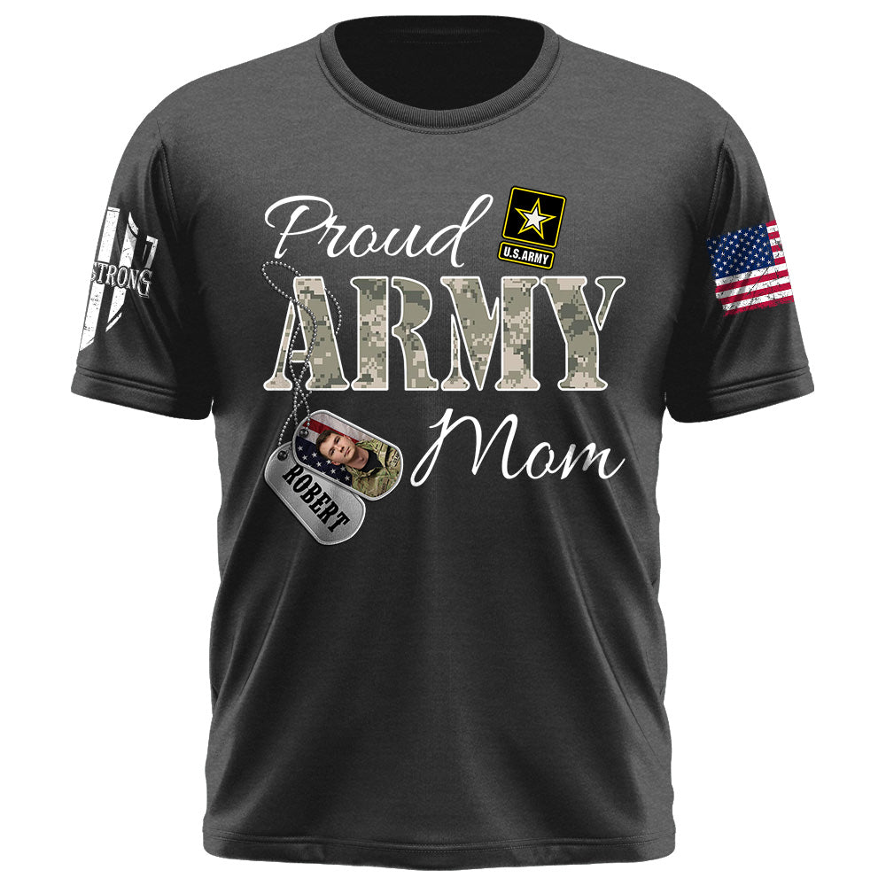 Custom Military Family Shirt With Name,Photo Soldier Personalized All Military Branches Army Mom Gift For Military Family Members K1702