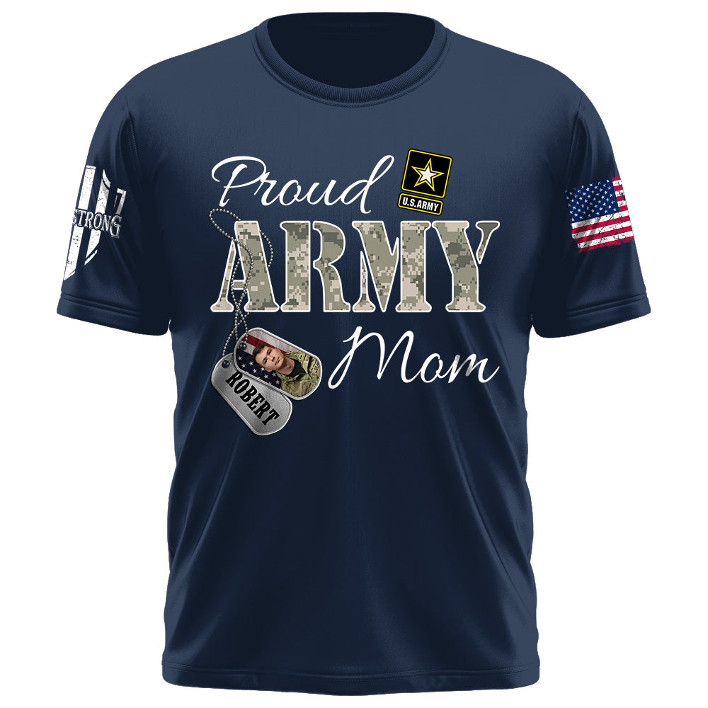 Custom Military Family Shirt With Name,Photo Soldier Personalized All Military Branches Army Mom Gift For Military Family Members K1702