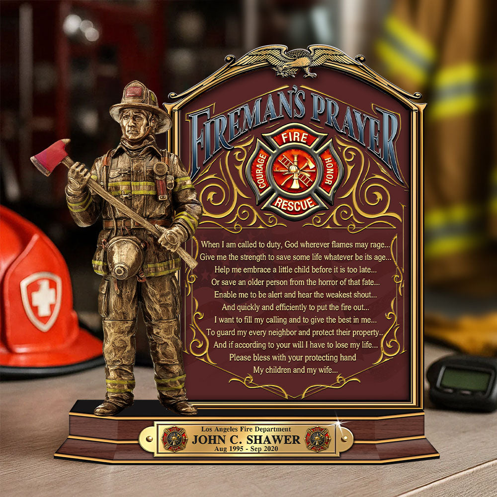 Firefighter Prayer Custom Acrylic Block Plaque Gift For Fireman Firefighters K1702