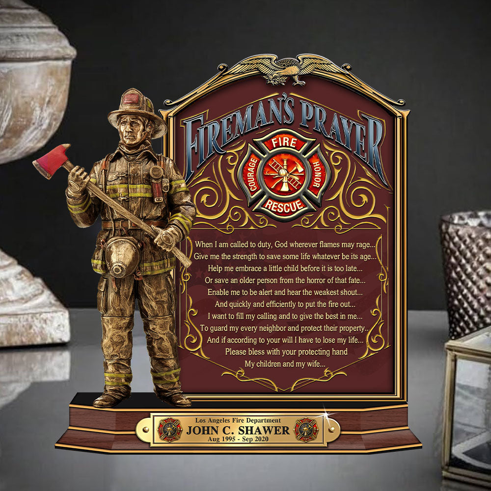 Firefighter Prayer Custom Acrylic Block Plaque Gift For Fireman Firefighters K1702