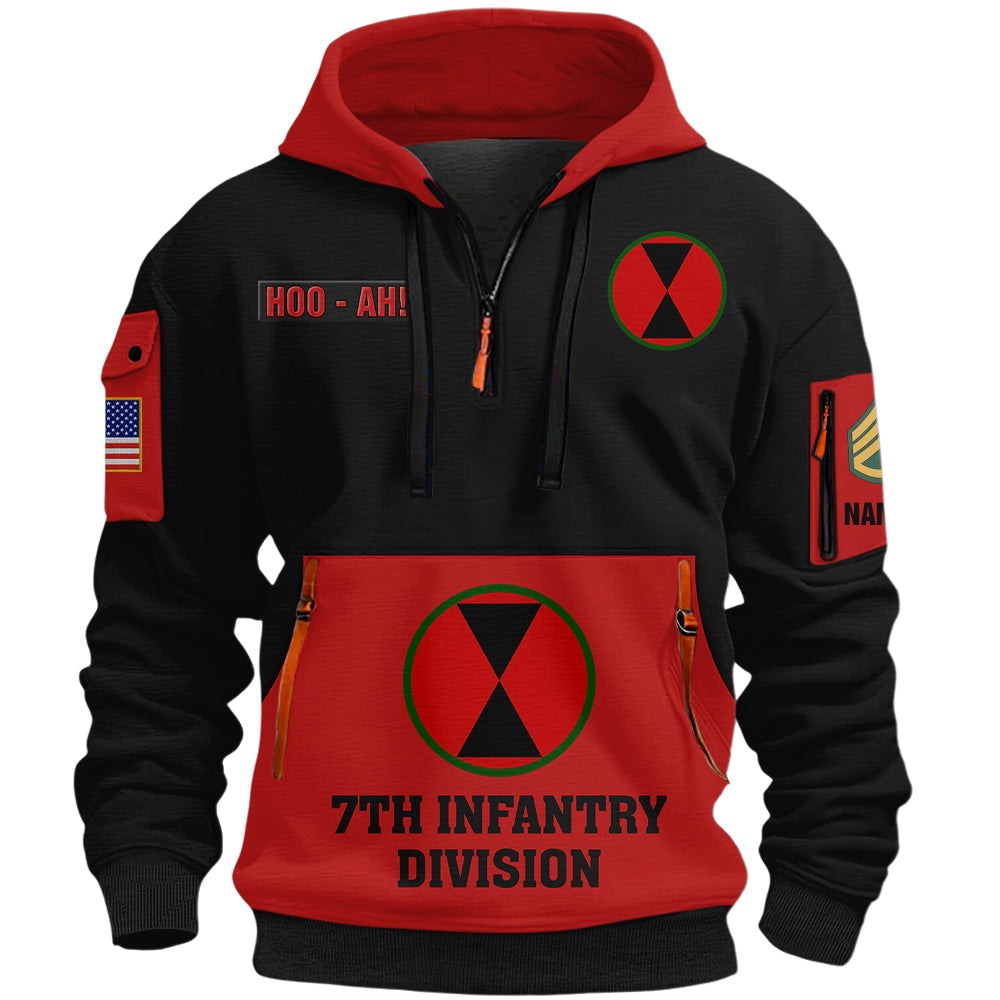 Personalized Hoodie Half Zipper For Veteran Available All Military Branch Gift For Veteran Dad, Grandpa K1702