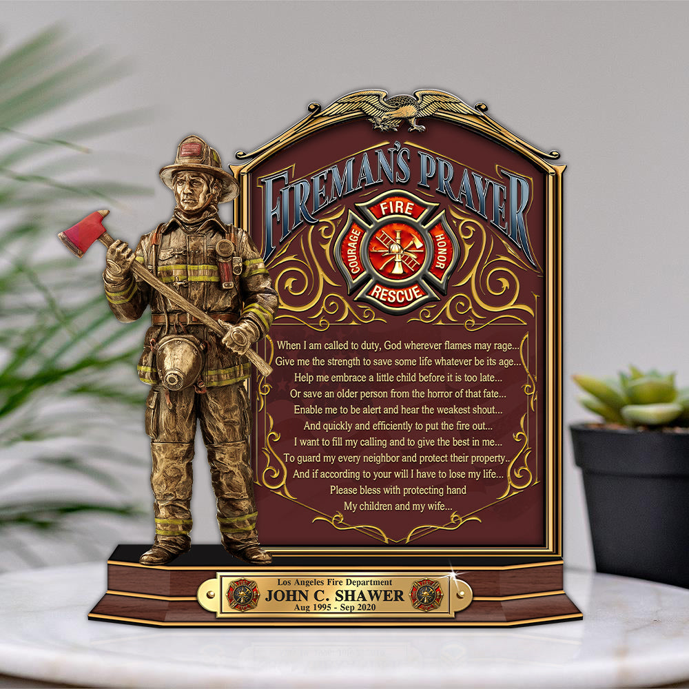 Firefighter Prayer Custom Acrylic Block Plaque Gift For Fireman Firefighters K1702