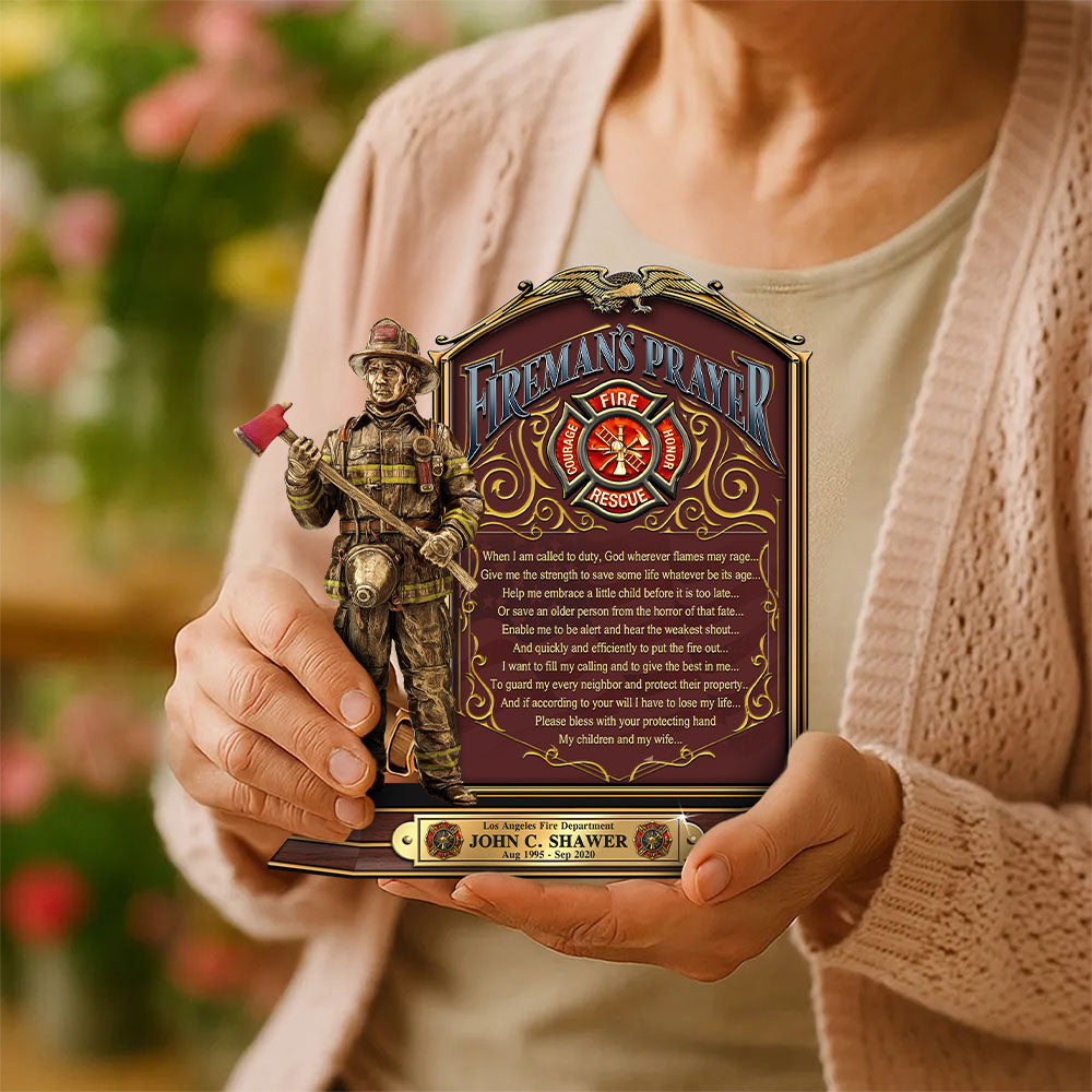 Firefighter Prayer Custom Acrylic Block Plaque Gift For Fireman Firefighters K1702