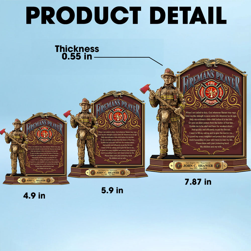 Firefighter Prayer Custom Acrylic Block Plaque Gift For Fireman Firefighters K1702