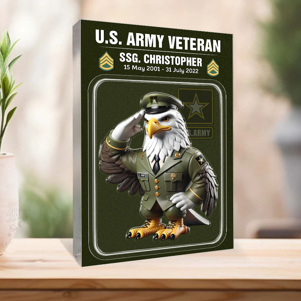 3D Effect Veteran Action Figure Pack Packaging Personalized All Military Branches Acrylic Plaque, Unique Keepsake, Gift For Veterans K1702