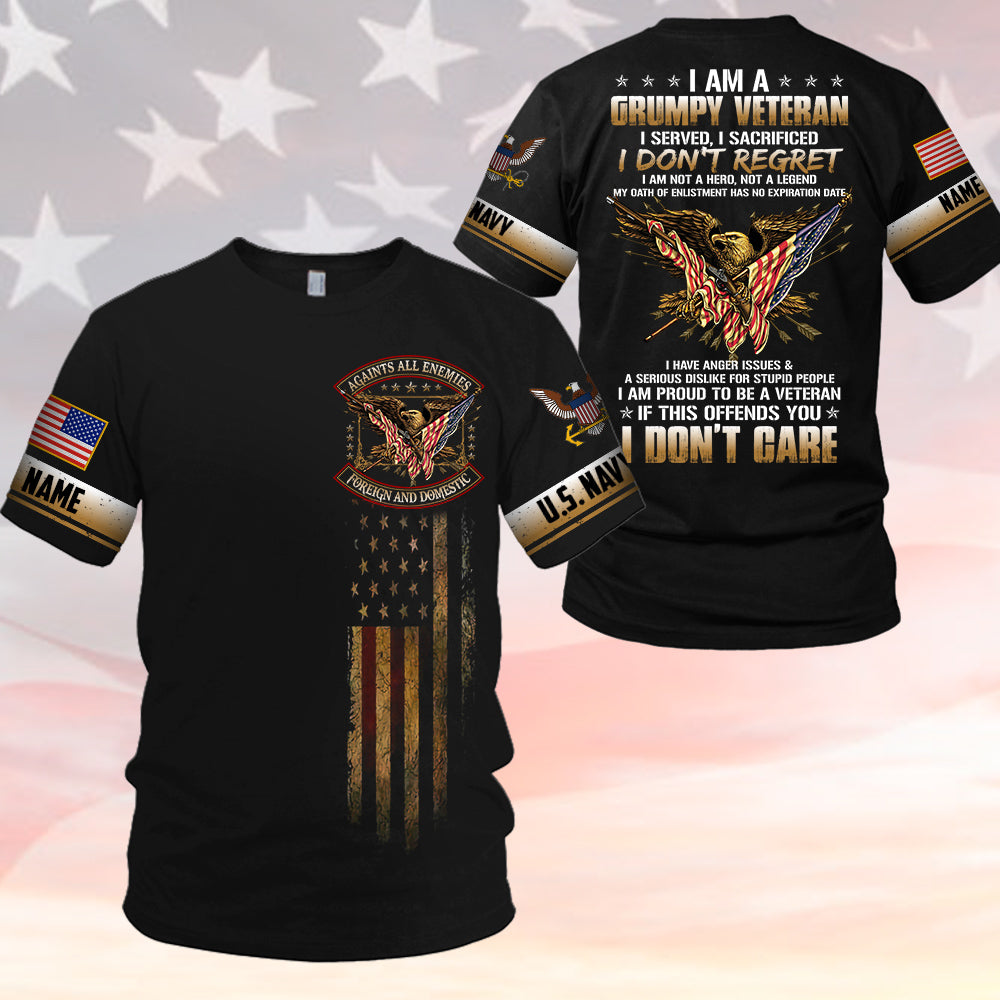 Personalized Veteran Shirt Against All Enemies Foreign And Domestic Custom All Branch Gift For Veteran All Over Print Shirt K1702