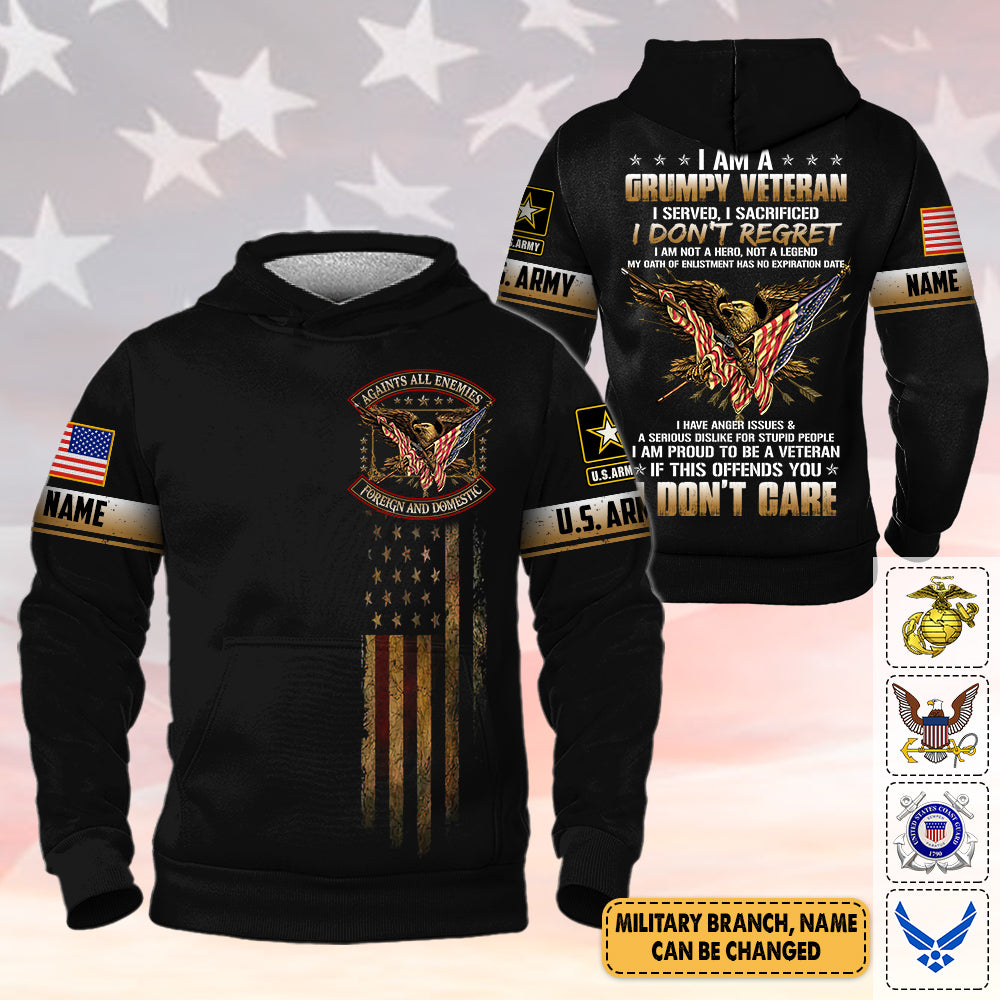 Personalized Veteran Shirt Against All Enemies Foreign And Domestic Custom All Branch Gift For Veteran All Over Print Shirt K1702