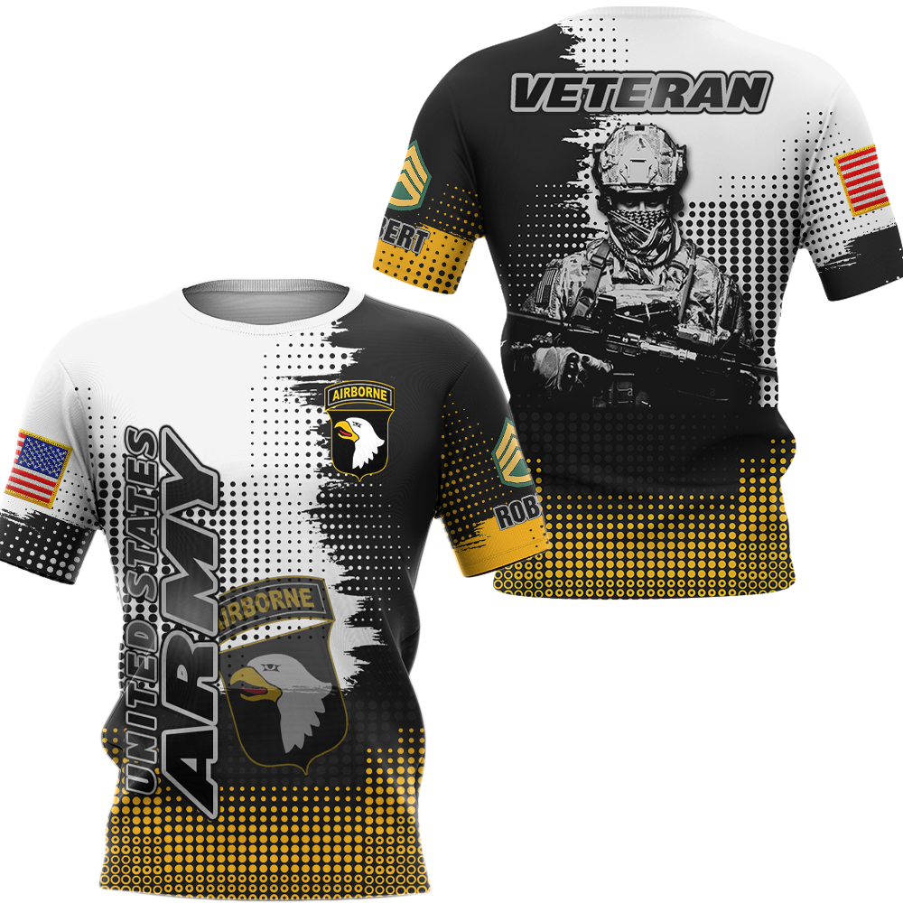 Custom All Over Prints Shirt, Personalized Name And Military Insignia, US Veteran Division Military Gift For Veterans K1702 Trhn