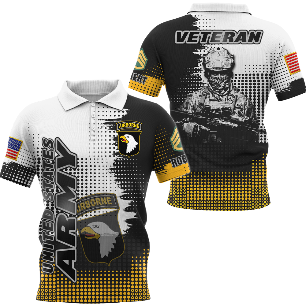 Custom All Over Prints Shirt, Personalized Name And Military Insignia, US Veteran Division Military Gift For Veterans K1702 Trhn