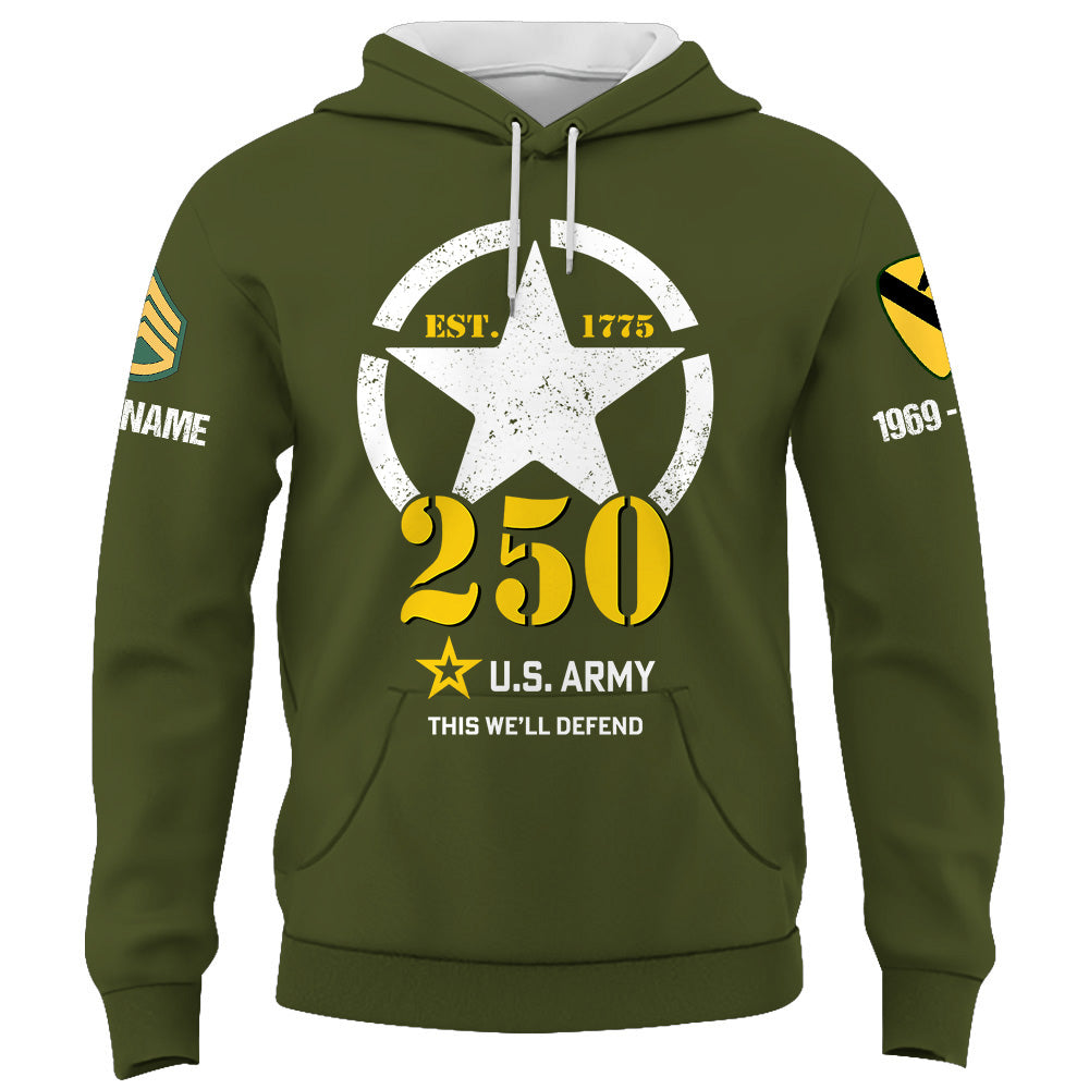 25US Army 250th Birthday Shirt - Officially Licensed Custom Division Rank Name For Veteran K1702 Trhn