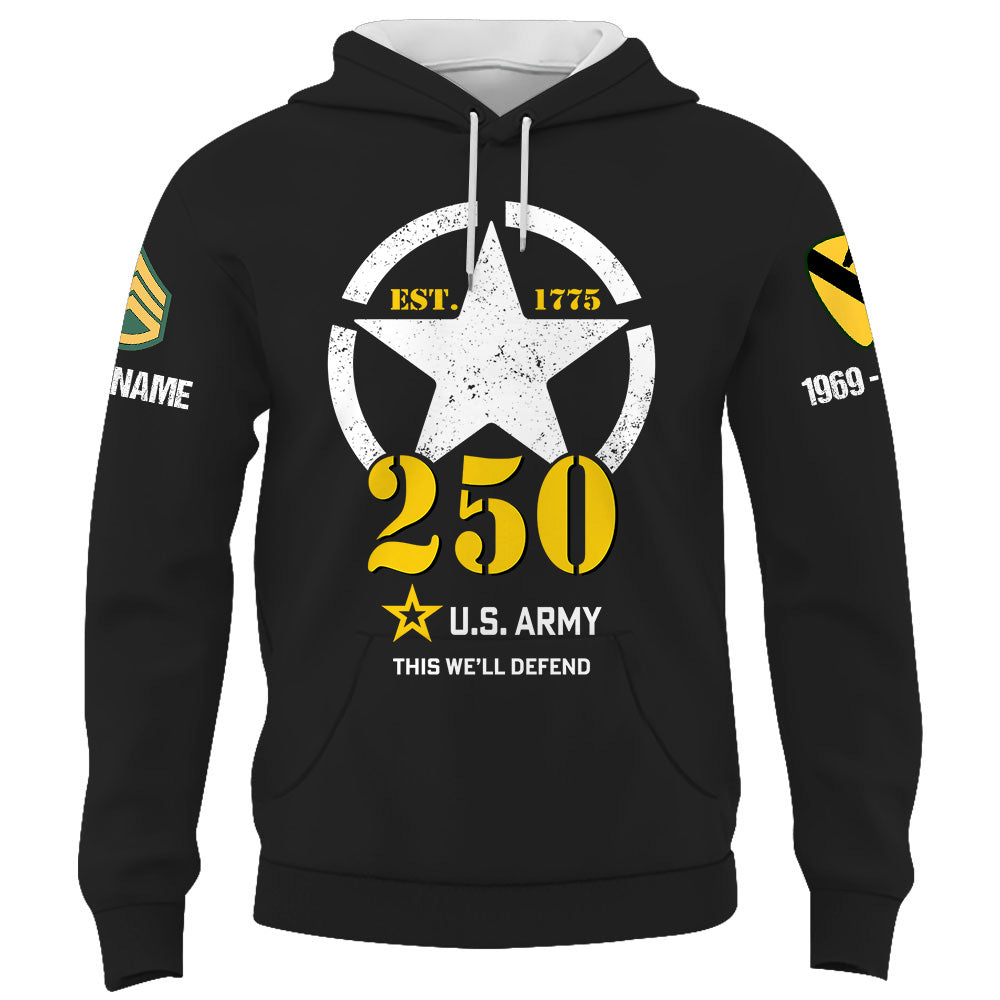 25US Army 250th Birthday Shirt - Officially Licensed Custom Division Rank Name For Veteran K1702 Trhn