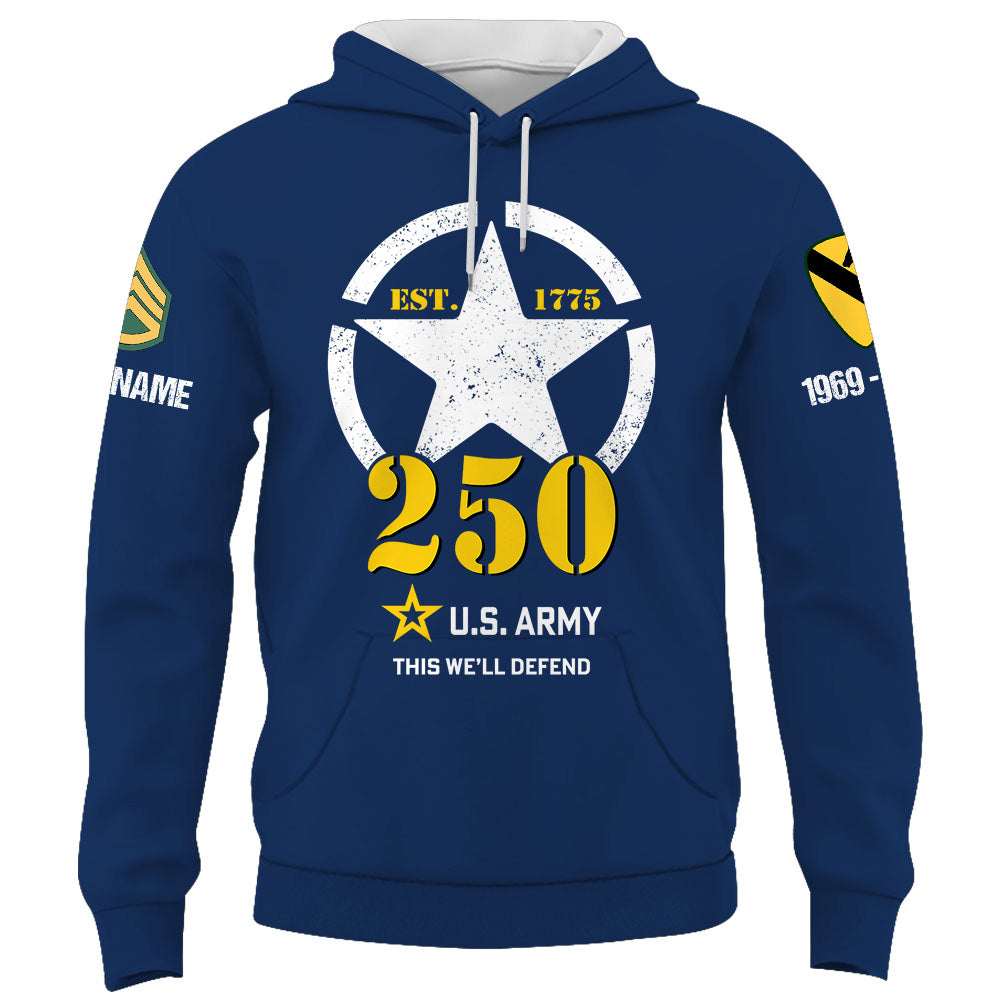 25US Army 250th Birthday Shirt - Officially Licensed Custom Division Rank Name For Veteran K1702 Trhn