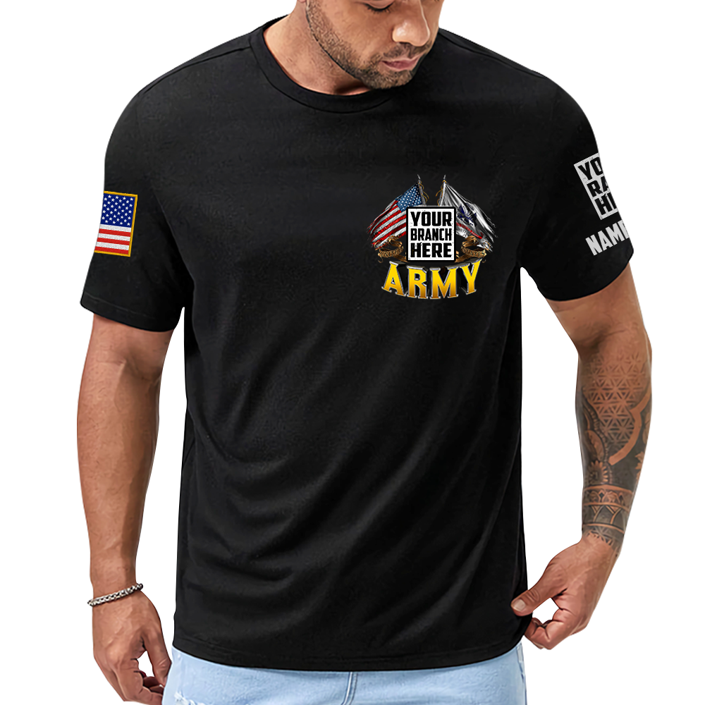 US Veteran Double Flag Custom Shirt Available All Branches All Over Print Shirt K1702