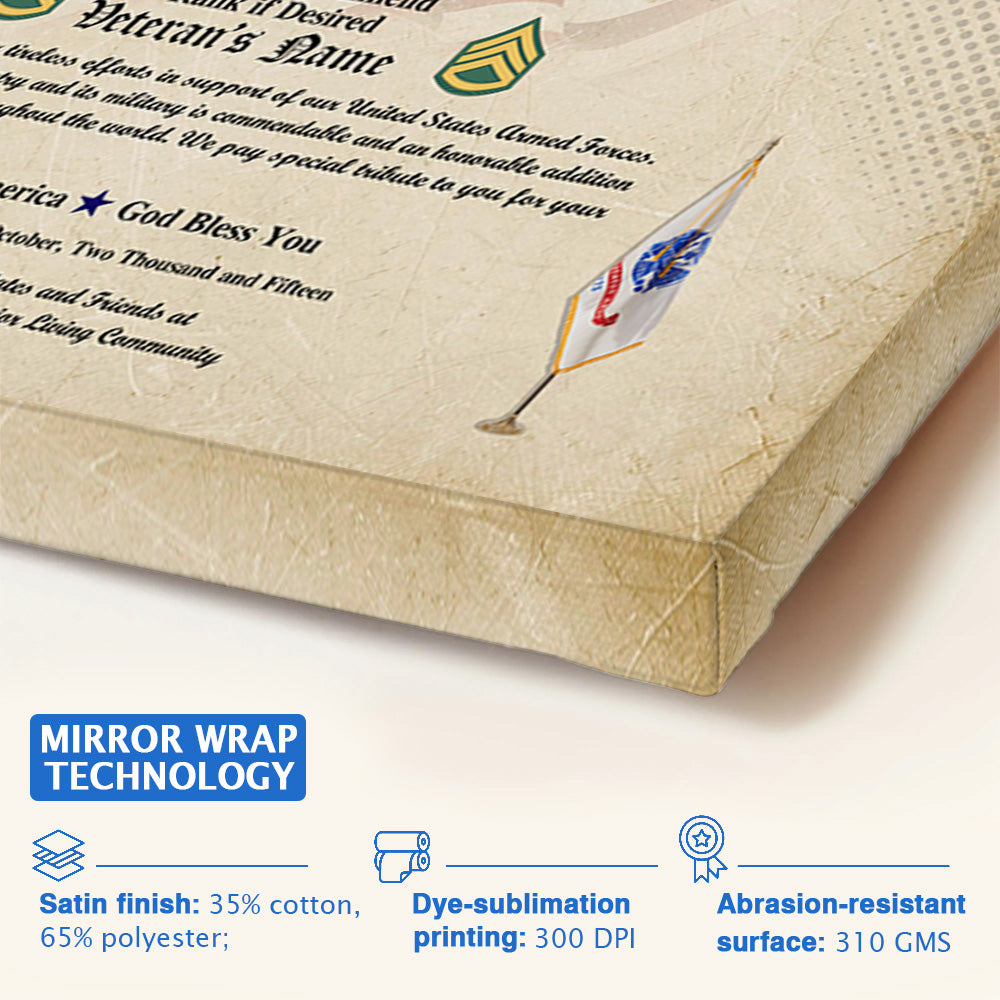 Personalized Poster And Canvas Veterans Certificates - Printable Bliss For Veterans Available All Military Branches K1702 Trhn