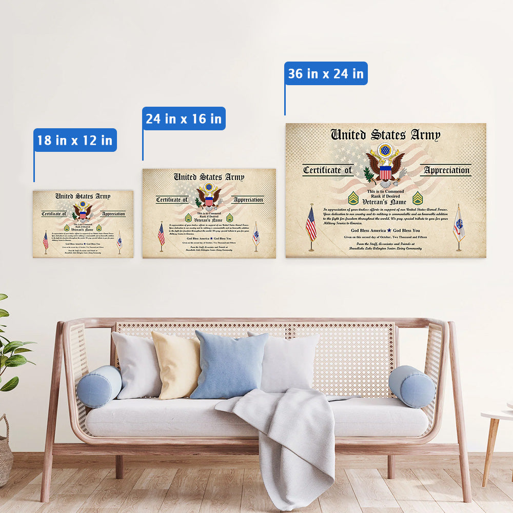 Personalized Poster And Canvas Veterans Certificates - Printable Bliss For Veterans Available All Military Branches K1702 Trhn
