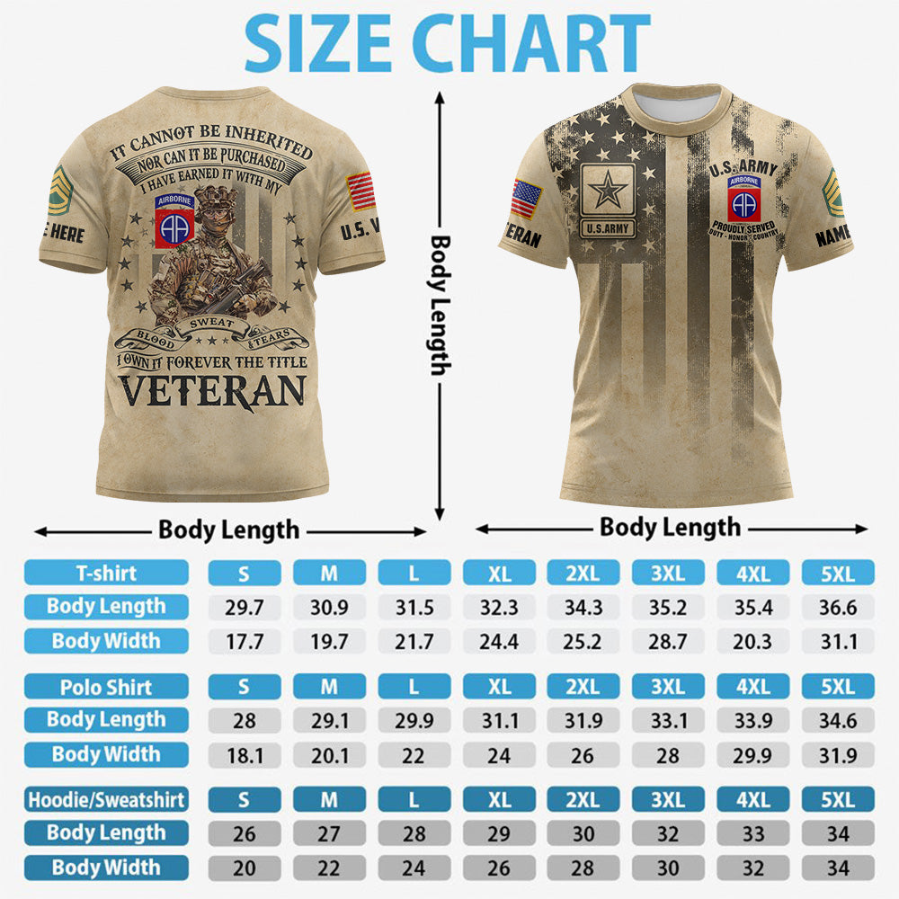 Personalized All Over Print Shirt It Cannot Be Inherited Nor Can It Purchased Custom Division Military Gift For Veteran K1702 Trhn