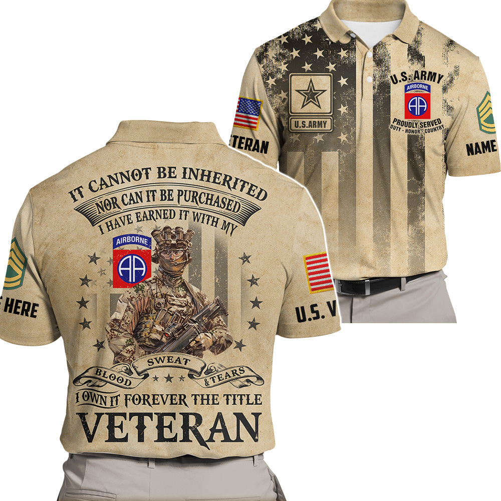 Personalized All Over Print Shirt It Cannot Be Inherited Nor Can It Purchased Custom Division Military Gift For Veteran K1702 Trhn