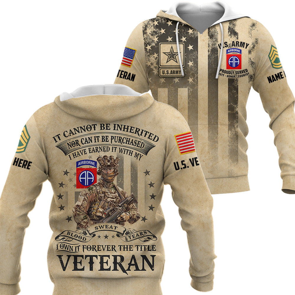 Personalized All Over Print Shirt It Cannot Be Inherited Nor Can It Purchased Custom Division Military Gift For Veteran K1702 Trhn
